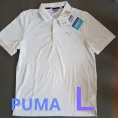 新品未使用タグ付 PUMA プーマ 白 ポロシャツ Ｌサイズ ロゴ刺繍