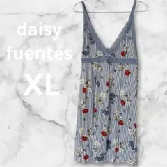 美品✨️daisy fuentes 【XL】キャミソール 花柄 水色 レース付