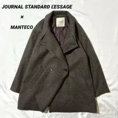 L'ESSAGE×MANTECO トップビーバースタンドショートコート 千鳥格子