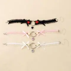 チョーカー　ハート　ロリータ　フリル　リボン　ゴスロリ　ネックレス