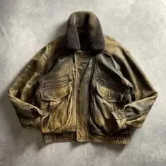 90s vintage 神フェード レザー フライトジャケット