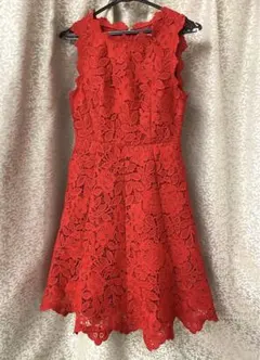 美品✨【Kate spade】レース ノースリーブ ワンピース レッド 花柄