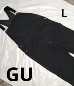 GU メンズ コーデュロイ オーバーオール ブラック