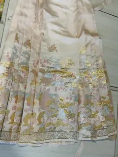 馬面裙　漢服 中華服 スカート　中華風プリーツロングスカート　ピンク×鳳凰柄のサムネイル
