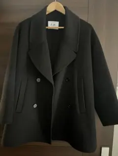 オーバーサイズ　ピーコート　ブラック