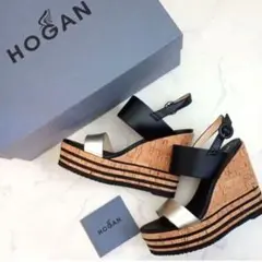 未使用に近い✨️HOGAN　ホーガン　ウッドウェッジサンダル　36　黒のサムネイル