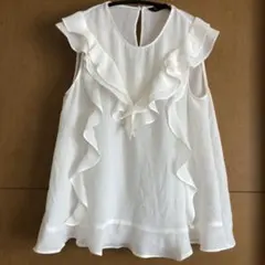 ZARA BASIC フリルシフォンブラウストップス　M