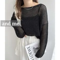 モ*カ様 k0148 and me リネンライク メッシュ ニット トップス　ブのサムネイル