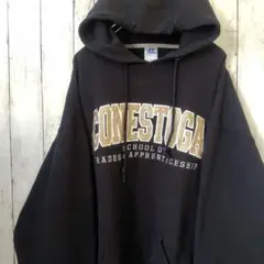 ラッセルアスレティック カレッジ 刺繍 ビッグサイズ パーカー 黒 2XL 古着