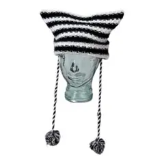 ストライプキャットデザインニット帽 猫耳