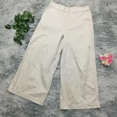 【UNIQLO】ワイドパンツ ベージュ 無地 レディース W67 ガウチョパンツ