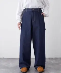 ハイウエストワイドストレートペインターパンツ　Mサイズ