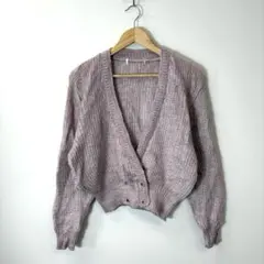 90's/vintage/ショート丈 ニット カーディガン/ピンク/y2k