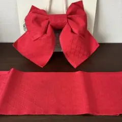 浴衣　赤 リボン型 付け帯