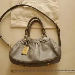 バッグ MARC JACOBS Classic Q Baby Groove 2way Marc Jacobs Classic Q Baby Groovee Gray Leather Satchel