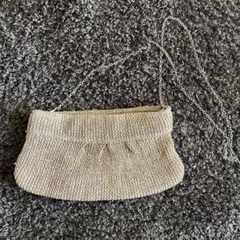 ベージュ パーティーバッグ サテン内装