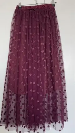 花柄刺繍 パープル チュールスカートのサムネイル
