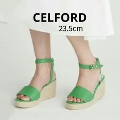 セルフォード　CELFORD ウェッジソールサンダル グリーン　37　23.5のサムネイル