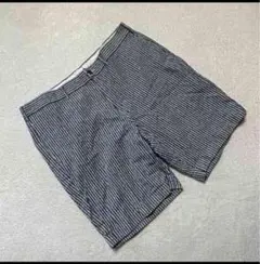 GUショートパンツ ストライプ柄ネイビーコットン 夏用 カジュアルM
