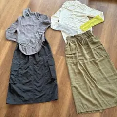レディース服まとめ売り4点 Mコーデセット FOSI トップス ロングスカート