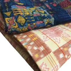 Y 未使用 手芸材料 着物 生地 リメイク用 まとめ 2着 端切れ 柄物 S