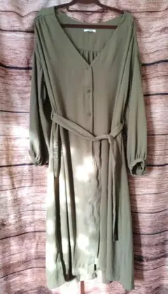 GLOBAL WORK　カーキ　ロングワンピース　カーディガン