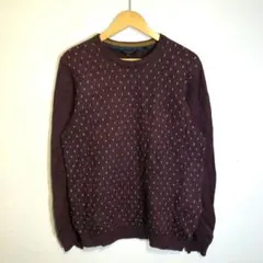 TED BAKER 総柄ニット ボルドー M相当 上質 春OK