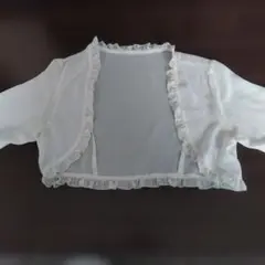 ボレロ ベージュ フリル付き シースルー 七分袖