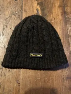 Pherrow's ダークブラウン ケーブル編みビーニー