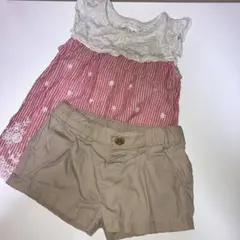 90 92 セット　conoco ノースリーブ　シャツ　ショートパンツ