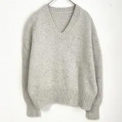 無印良品【M】Ｖネックウールセーター ニット 厚手 グレージュ オートミール