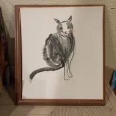 茂木照子 「ねこA」木版画 額装入 日動画廊シールあり 204 - メルカリ