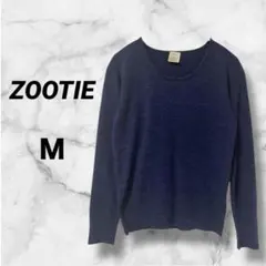 0042　長袖ニット　トップス　ネイビー　シンプル　M