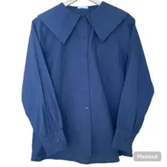 ITEMS URBAN RESEARCH ビック襟ネイビー 長袖シャツ