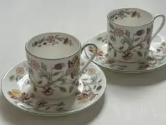 ミントン　花柄ティーカップ・ソーサー 2客セット