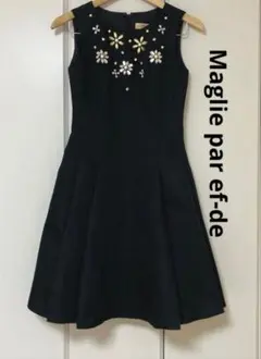 Maglie par ef-de ビジュー 花 ワンピース 7号 日本製 黒