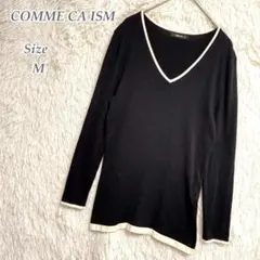 【SALE】COMME CA ISM Vネック 配色ライン ニット M トップス