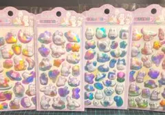 4枚 立体シール オーロラ ホログラ厶 ぷくぷく 3Dシール