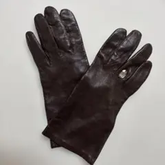 ダークブラウンレザー手袋 ストーン付き　ジバンシィ