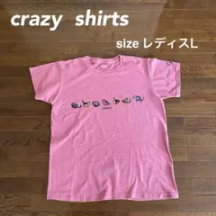 Crazy Shirts 猫柄 Tシャツ ピンク レディースLのサムネイル