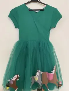 BODEN 半袖ワンピース グリーン 馬モチーフ チュールのサムネイル