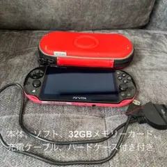動作確認済SONY PS Vita PCH-2000 赤 本体 充電ケーブル付き