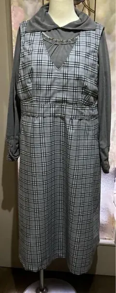 ハンドメイド　チェック　エプロン