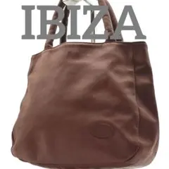 希少 イビザ ハート トートバッグ レザー ブラウン ロゴ パッチ 中総柄