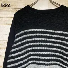 た*ん様 ✨美品✨ikka✨カットソー 全面ニット ボーダー 黒 グレー
