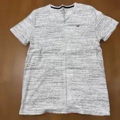 Hollister Vネック Tシャツ ホワイト/グレーＭサイズ