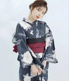 dita 浴衣セット ゆかた・しわへこ帯・下駄・腰ひも 如月の萩ながれ
