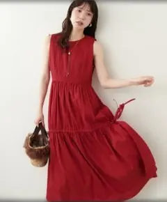 サイドリボンドロストティアードワンピース