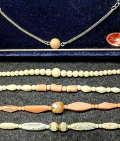 羽織紐 5本まとめ売り 珊瑚ほか ケース入り #1296