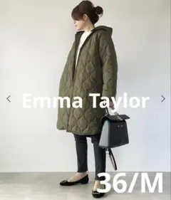 エマテイラー　美シルエット3wayキルティングフードコート　カーキ　ジャケット